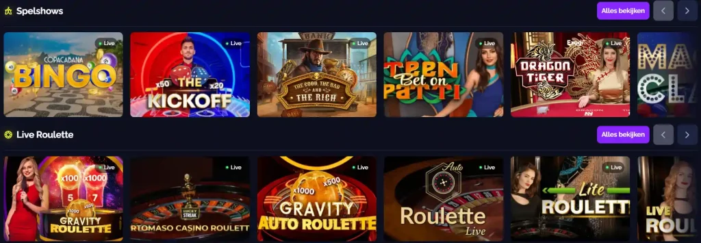 Goldbet Casino live roulette en spelshows met live dealers en game shows