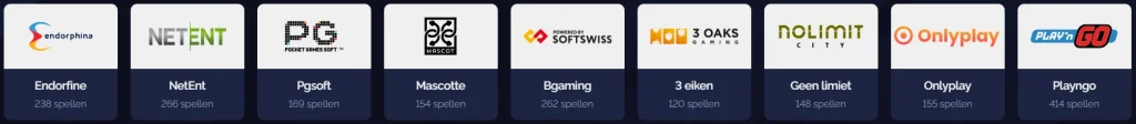 Goldbet Casino providers met NetEnt, BGaming, PlaynGO en NoLimit City